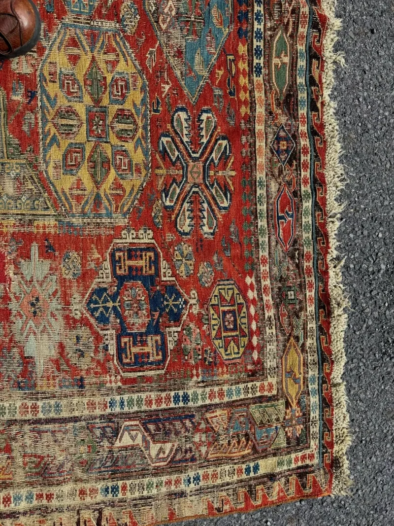 ANTIQUE 19Ct Caucasian SUMACH rug 7'4" x10' A&C Stickley era - RR4653 - Image 3