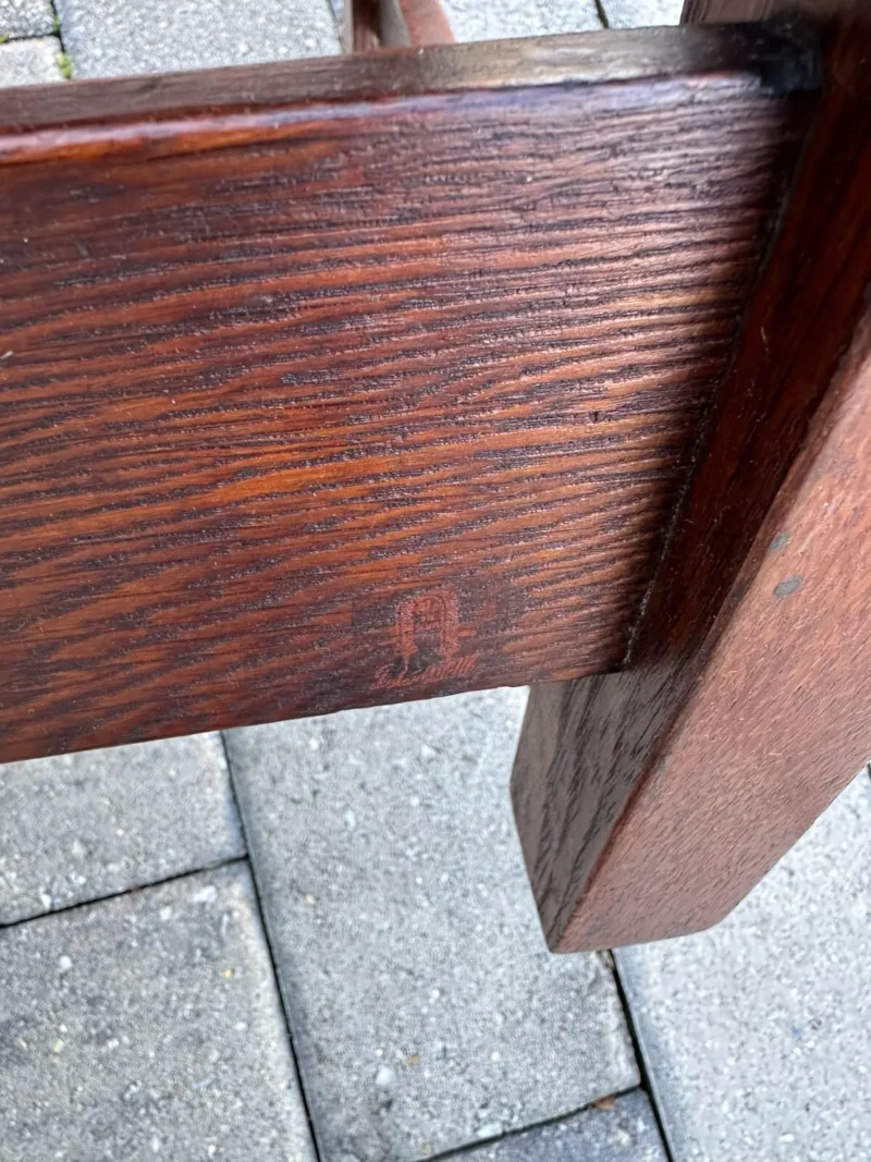 ANTIQUE SUPERB great GUSTAV STICKLEY EARLY Dining Chairs V Back MISSION Oak - w0002 - Image 8