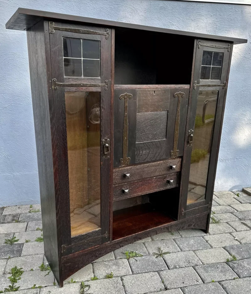SUPERB GUSTAV STICKLEY original RARE BOOKCASE / DROP FRONT DESK - circa 1901