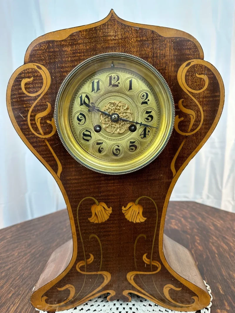 Antique ARTS & CRAFTS Inlaid MANTLE CLOCK Stickley Era W5645