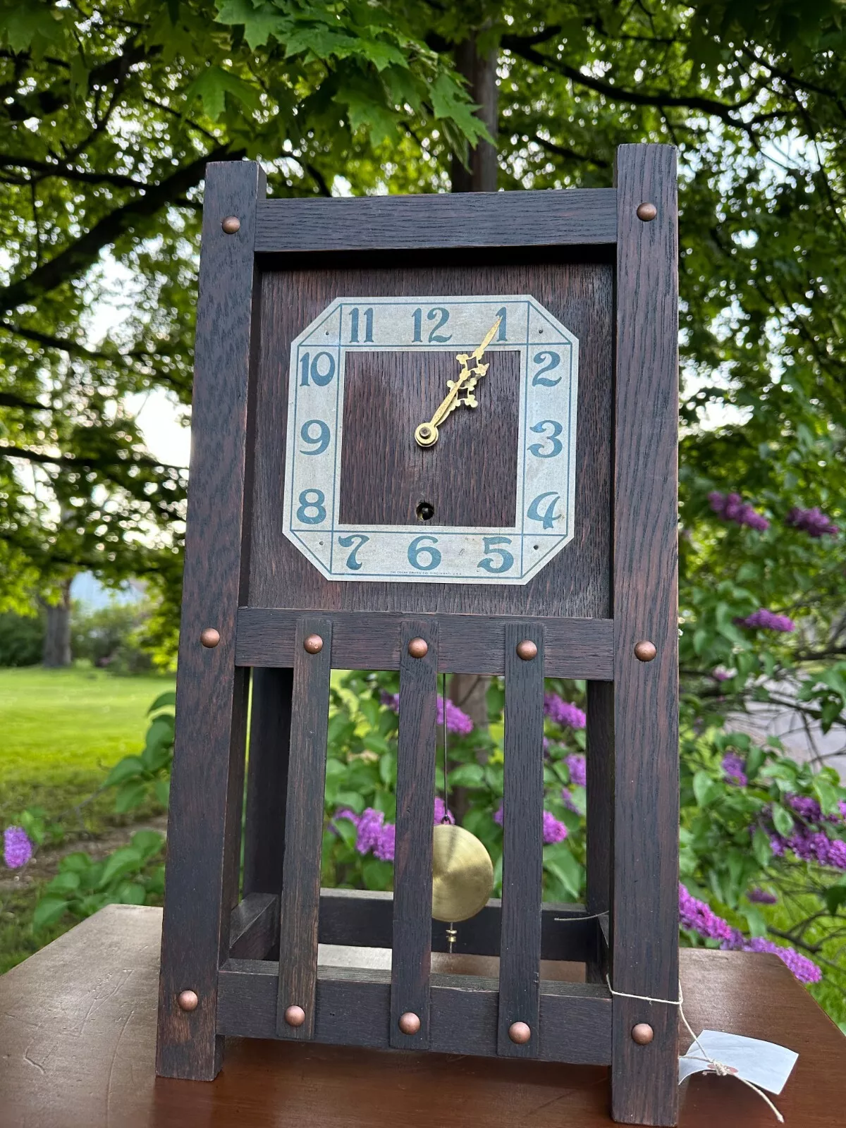 Antique SHOP OF THE CRAFTER mantel clock OSCAR ONKEN Stickley era - w7530 - Image 3