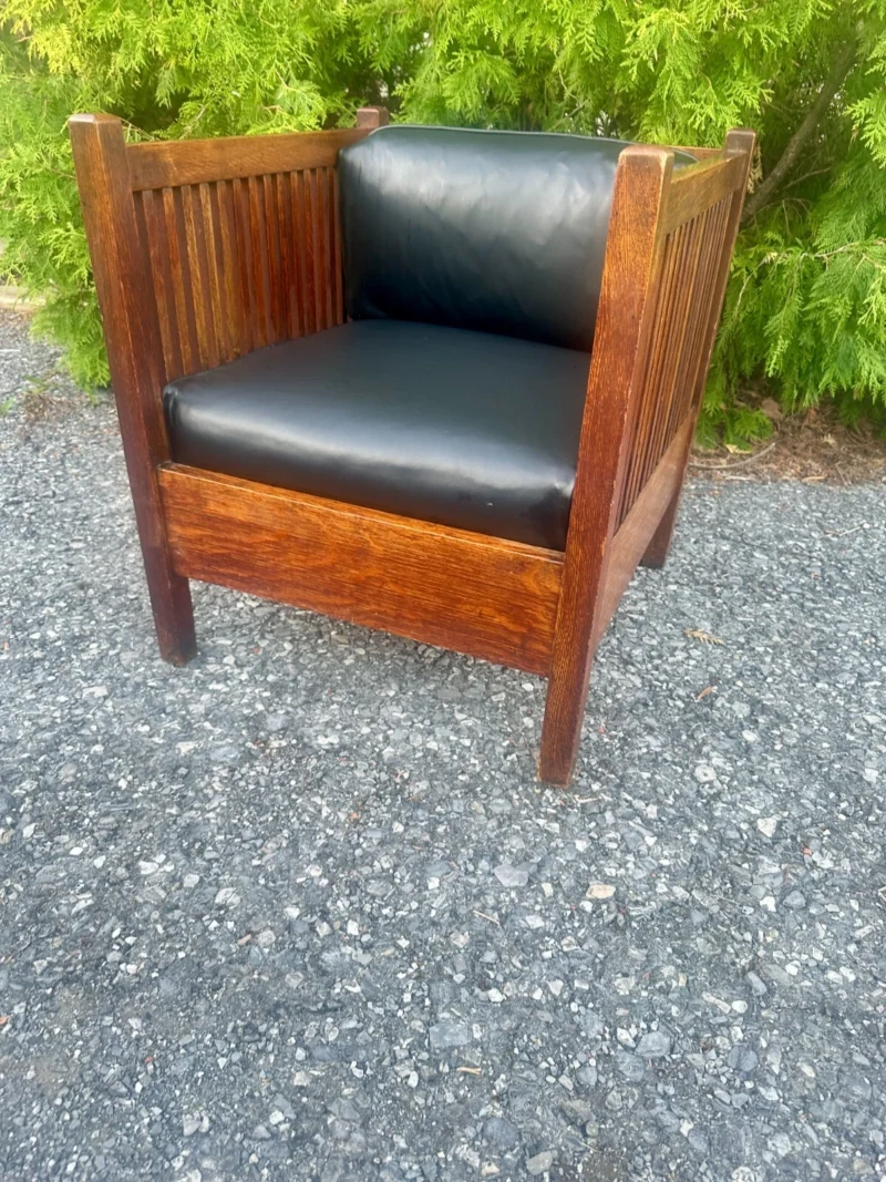 Antique Gustav Stickley Cube Chair - W8378 - Image 6