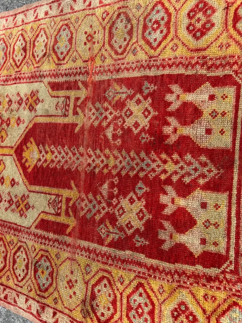 ANTIQUE TURKISH Oushak Oriental Prayer Rug 3' 6" x 4' 7" - Dated - RR5020 - Image 7
