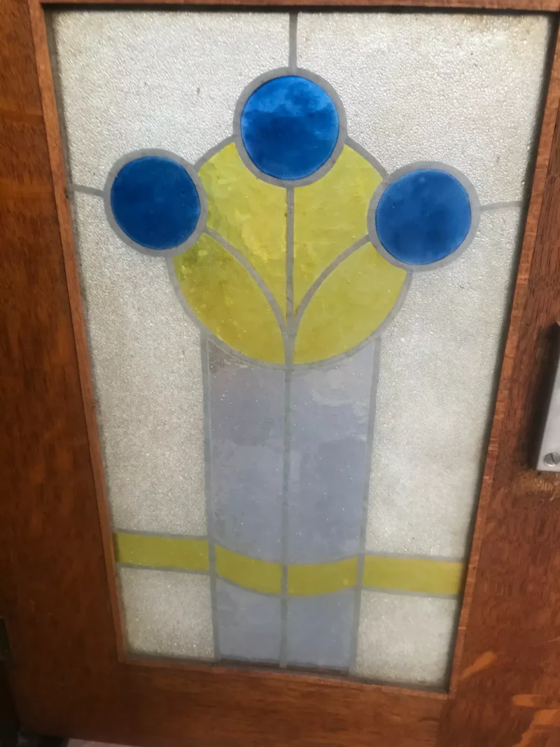 Antique Arts & Crafts Cabinet Stained Glass Stickley Era - w7057 - Image 10