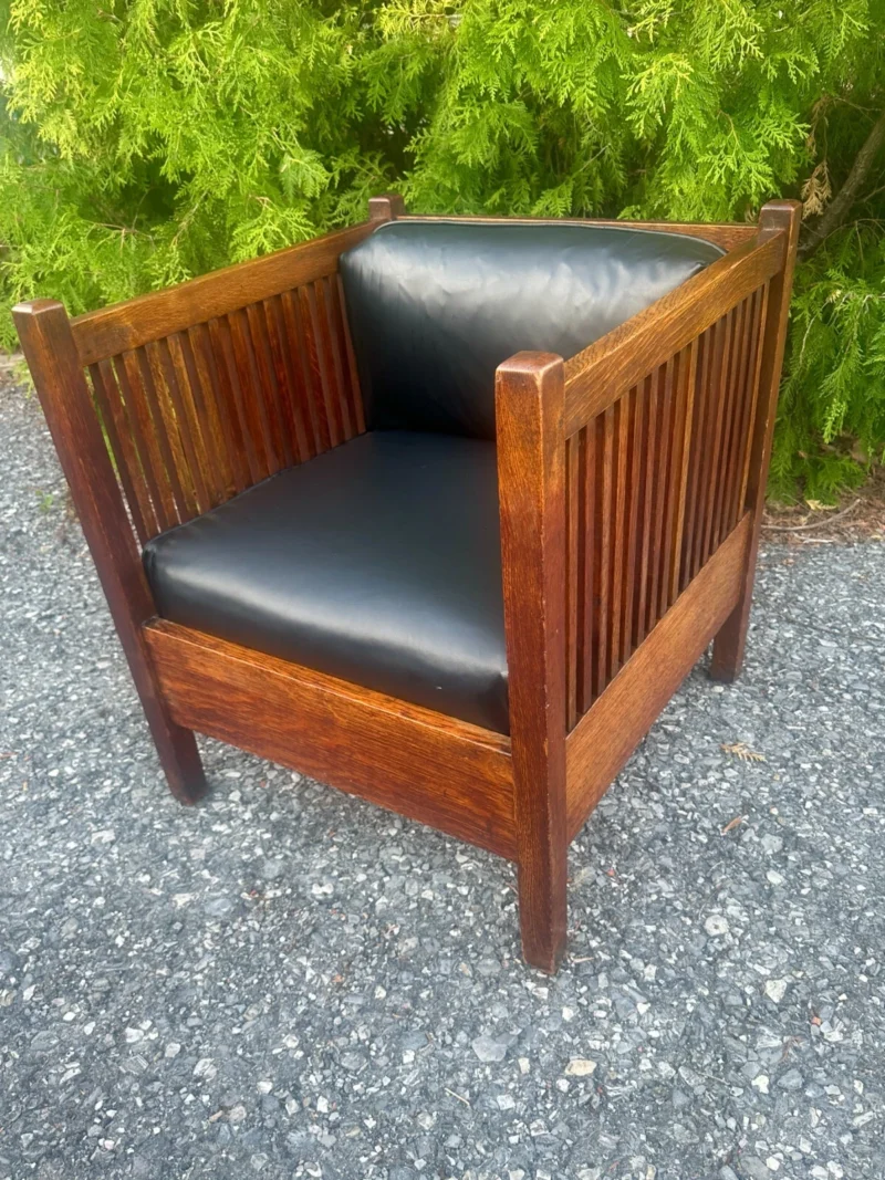 Antique Gustav Stickley Cube Chair - W8378 - Image 7