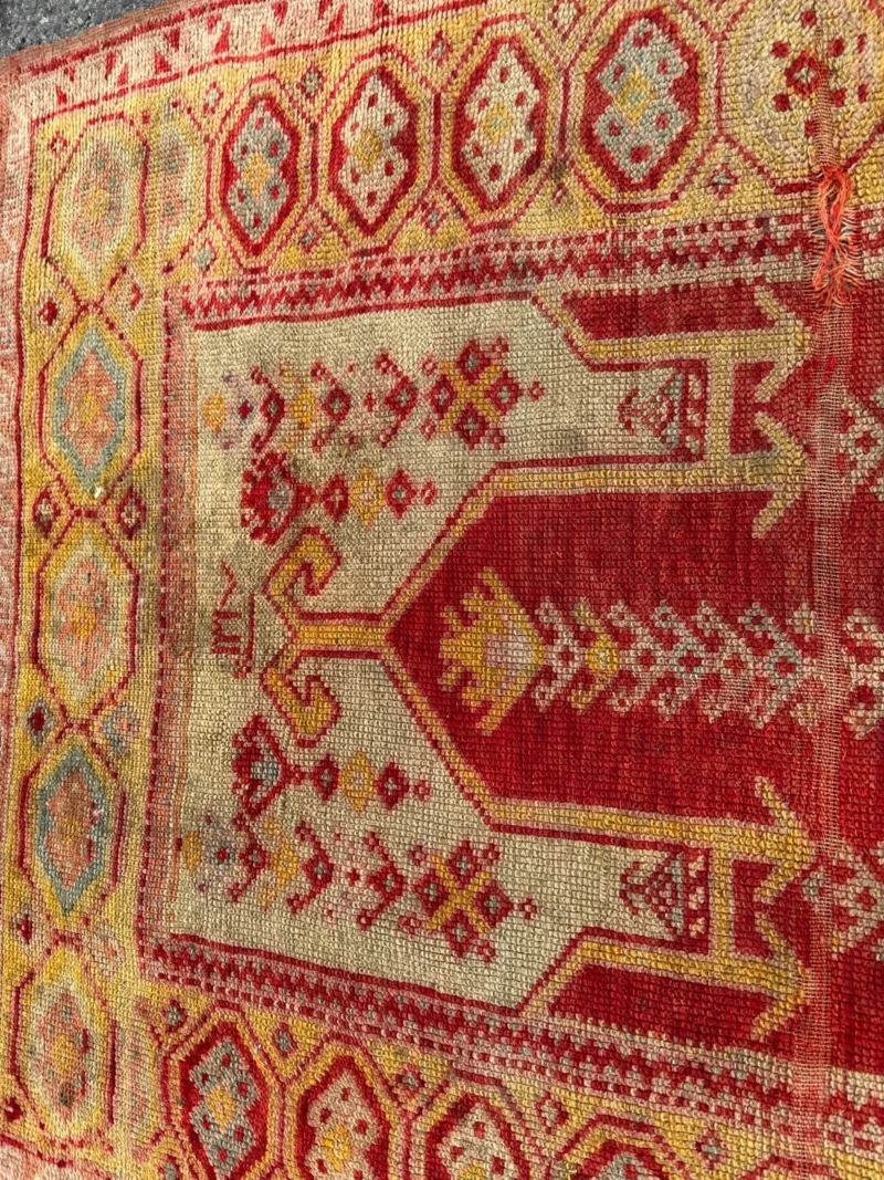 ANTIQUE TURKISH Oushak Oriental Prayer Rug 3' 6" x 4' 7" - Dated - RR5020 - Image 8