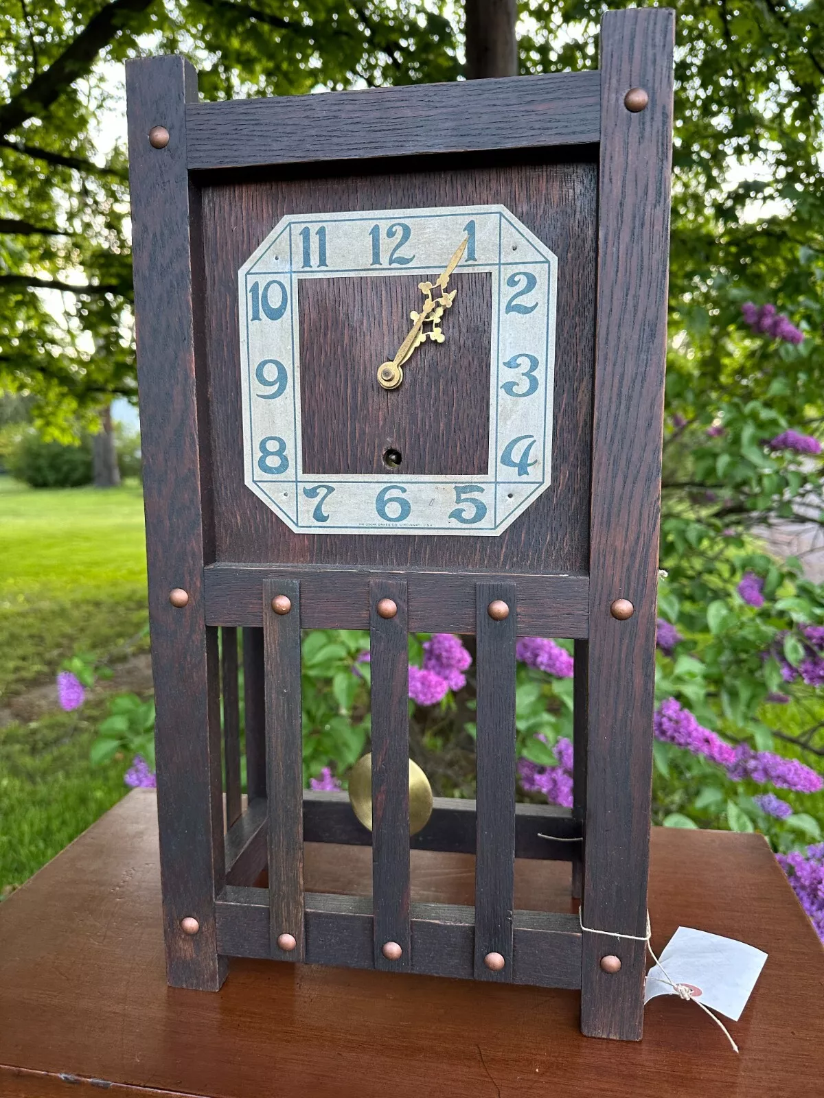 Antique SHOP OF THE CRAFTER mantel clock OSCAR ONKEN Stickley era - w7530 - Image 9