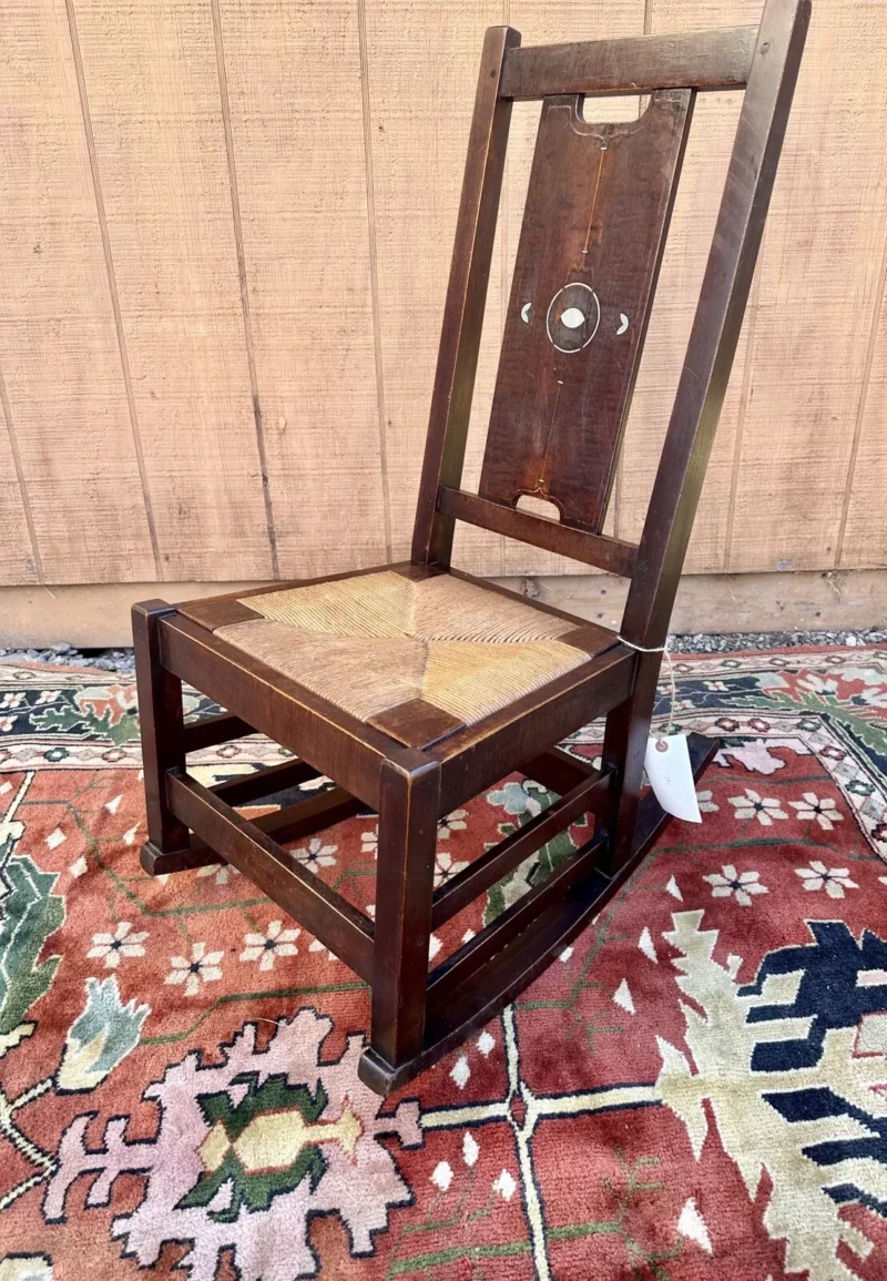 ANTIQUE Early Gustav Stickley Curly Maple Rocking Chair W/ Inlay H ...