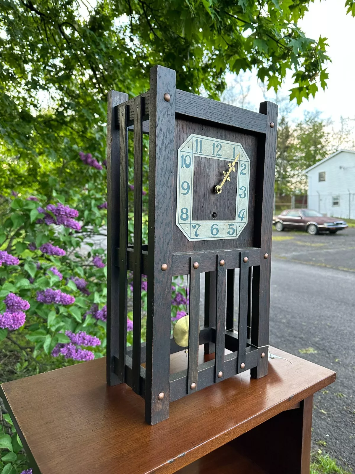 Antique SHOP OF THE CRAFTER mantel clock OSCAR ONKEN Stickley era - w7530