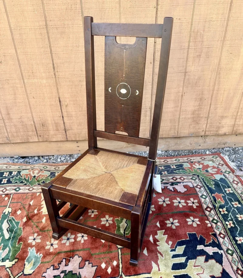 ANTIQUE Early Gustav Stickley Curly Maple Rocking Chair W/ Inlay H ...