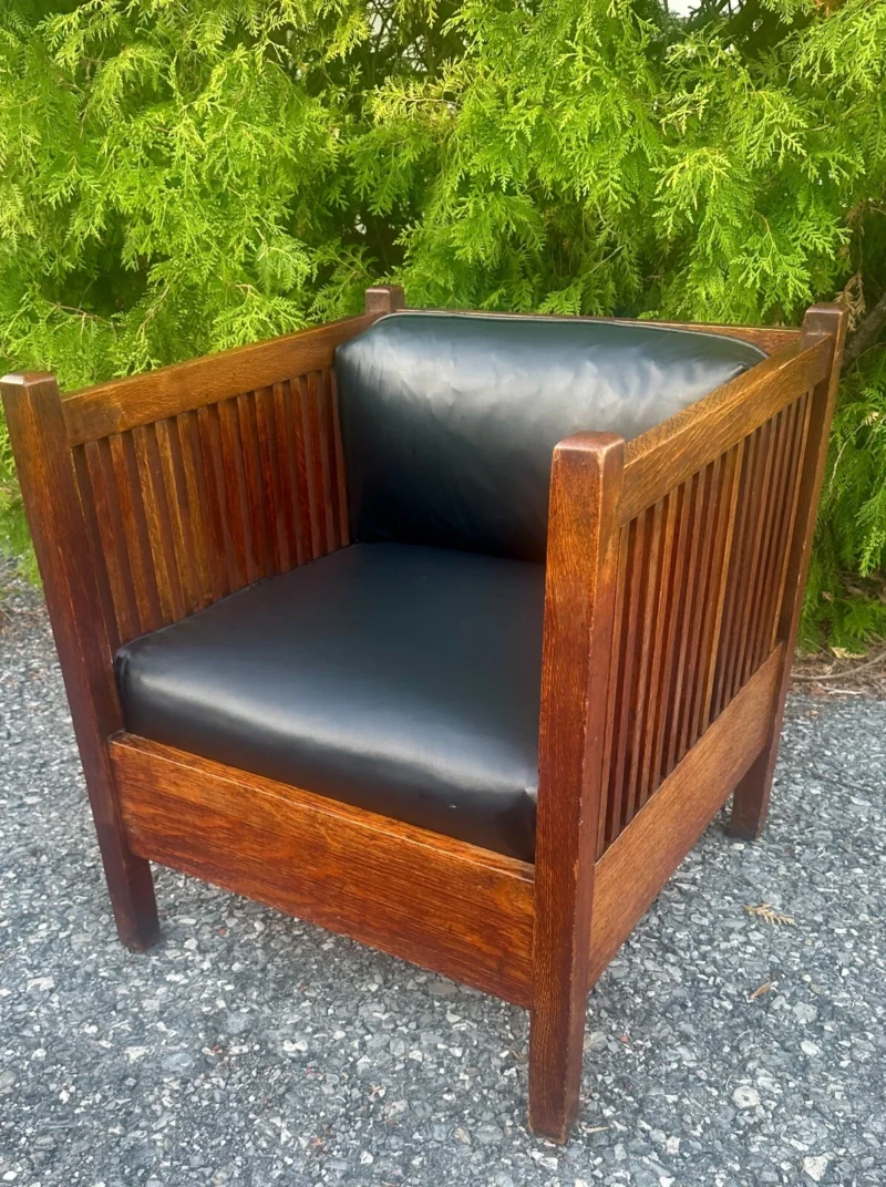 Antique Gustav Stickley Cube Chair - W8378 - Image 9