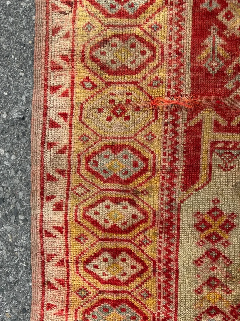 ANTIQUE TURKISH Oushak Oriental Prayer Rug 3' 6" x 4' 7" - Dated - RR5020 - Image 10