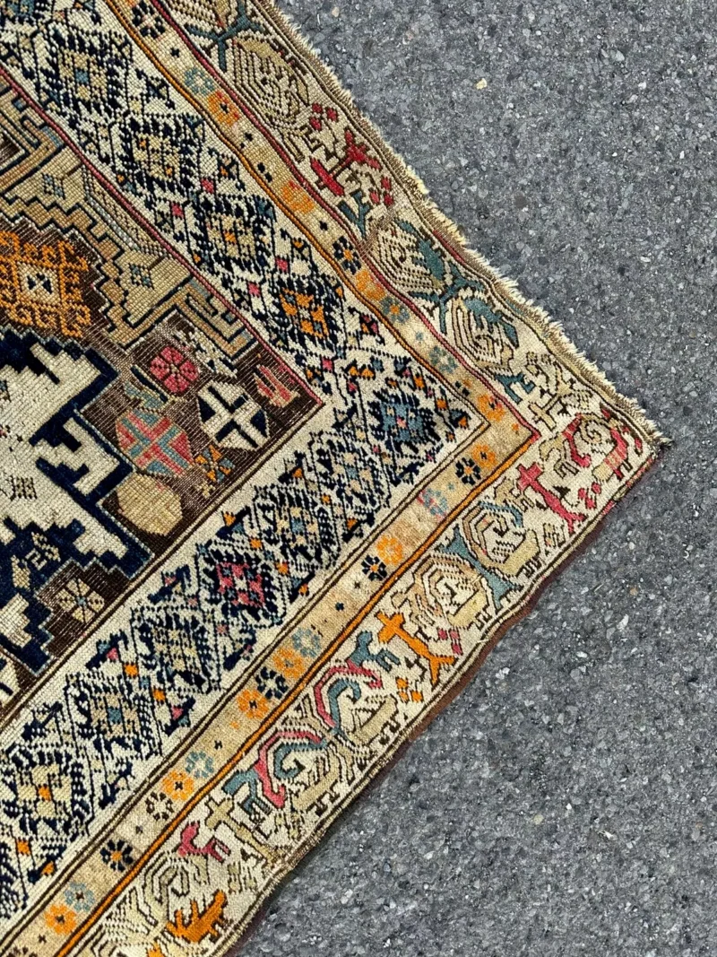 ANTIQUE Caucasian oriental rug c. 1900  4'1"x5'9" - RR4019 - Image 4