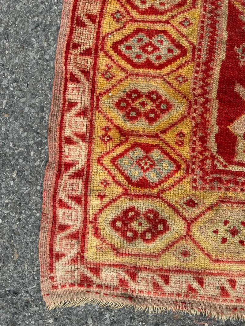 ANTIQUE TURKISH Oushak Oriental Prayer Rug 3' 6" x 4' 7" - Dated - RR5020 - Image 12