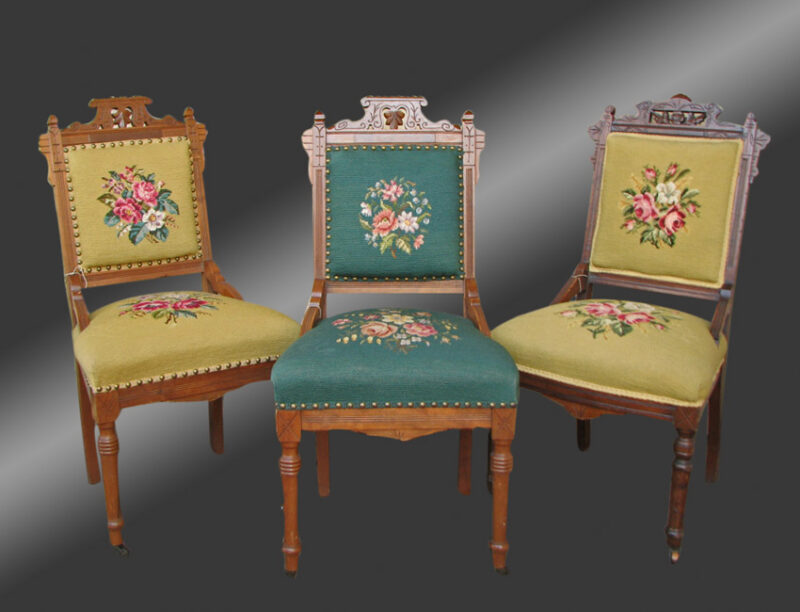 Antique Nice three Victorian chairs in very good condition with original casters  w131 - Image 2
