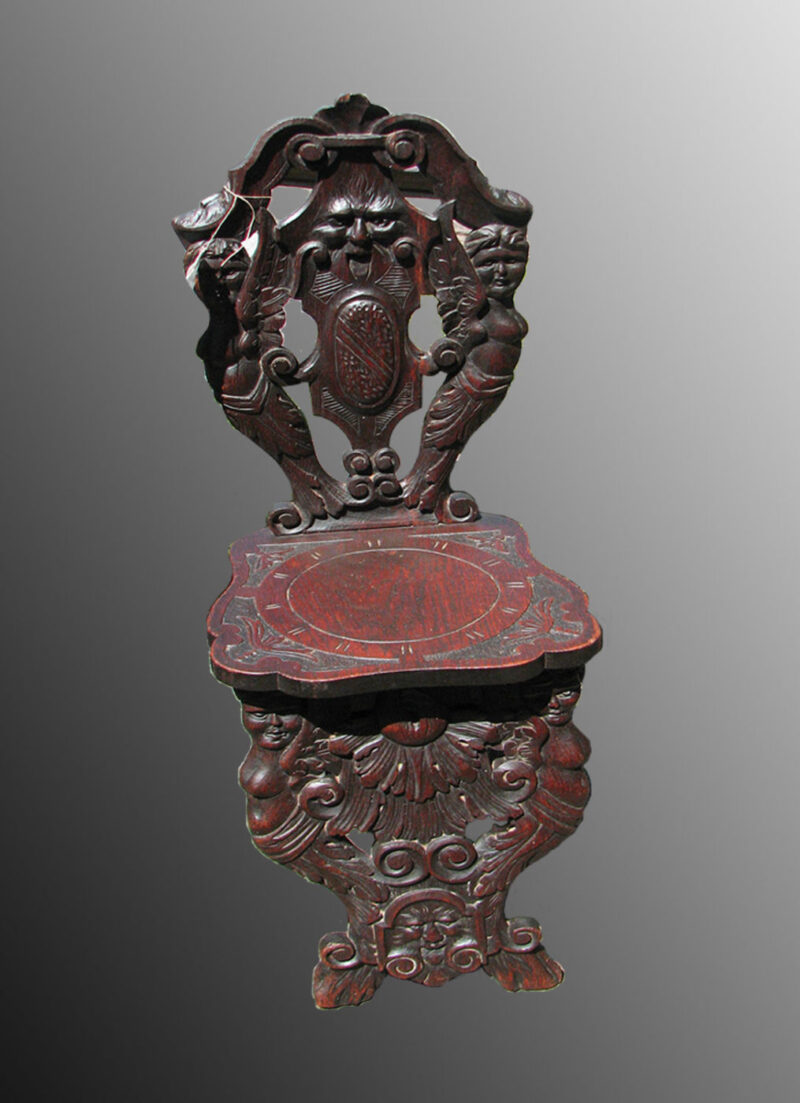 Late 1800's Oak Carved Chair w1618