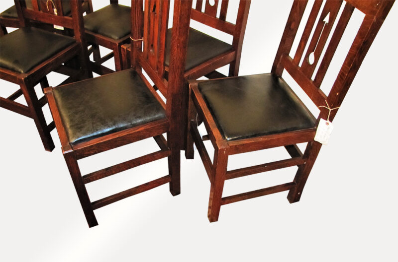 Antique Set of 6 Limbert Dining Chairs with Cutouts. W1689 - Image 9