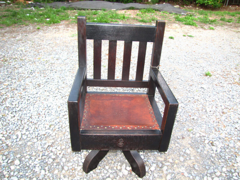 Rare  Antique  Roycroft  Swivel  Office  Chair  W1980 - Image 2