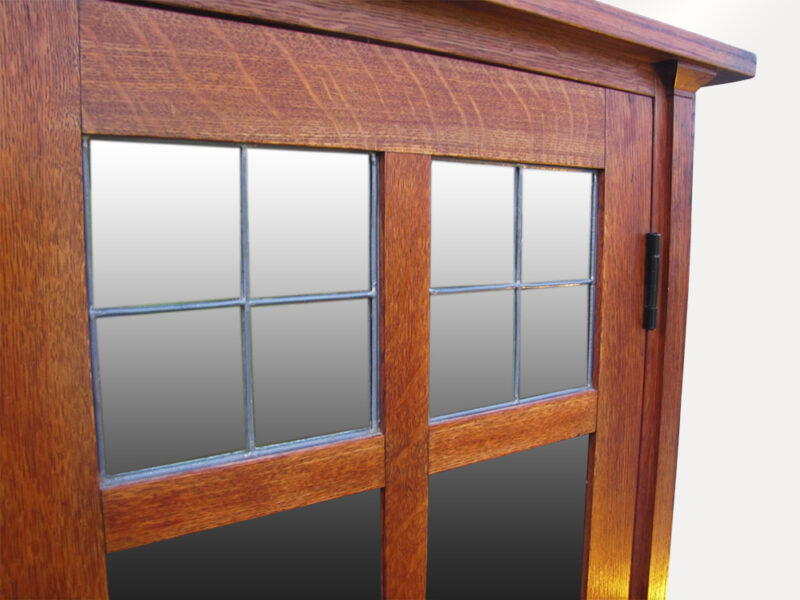A Good Gustav Stickley two Door Bookcase with Leaded Glass w2014 - Image 13