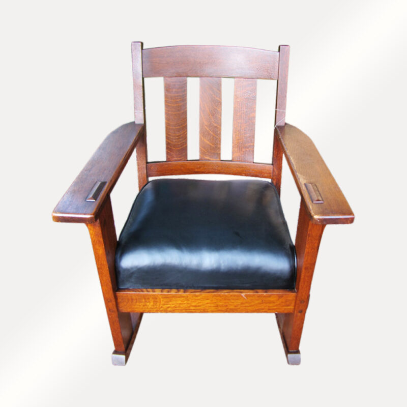Beautiful Antique Charles Stickley Arm Rocker. W2555