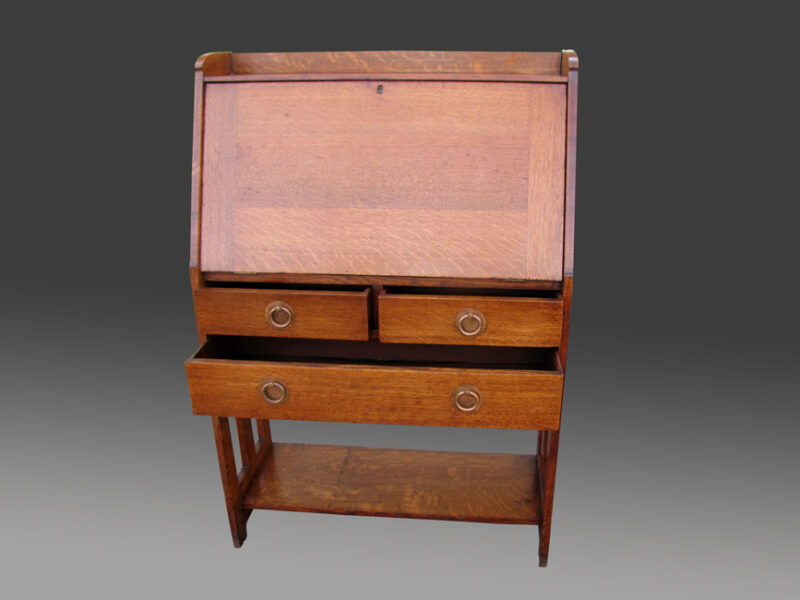 Antique Stickley Brothers Drop Front Desk with cut-out W2634 - Image 3