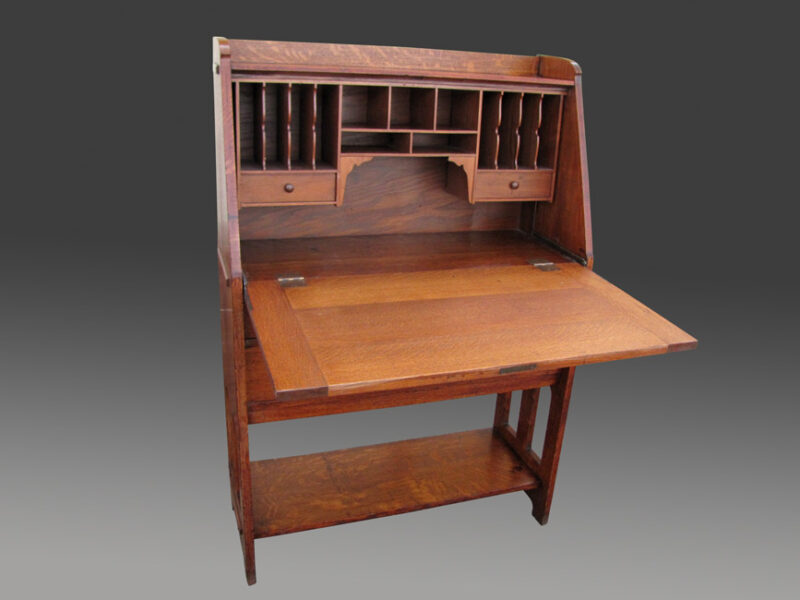 Antique Stickley Brothers Drop Front Desk with cut-out W2634 - Image 5