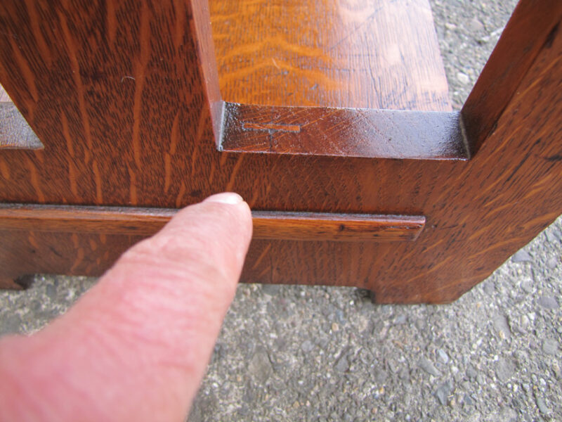 Antique Stickley Brothers Drop Front Desk with cut-out W2634 - Image 8