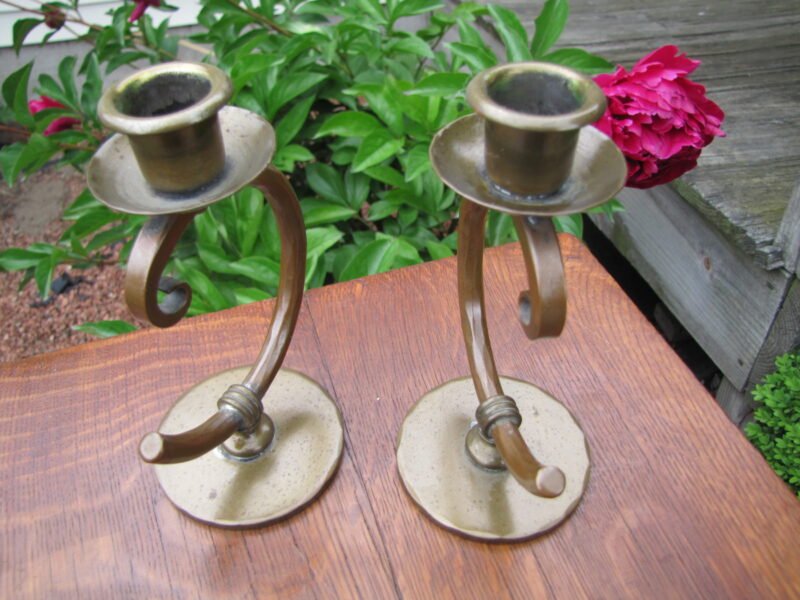 Rare Form Antique  Roycroft  Pair  Candle  Holders  W2844 - Image 7