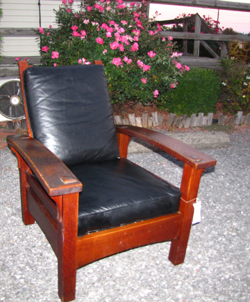 Superb Gustav Stickley  Early Bow Arm Morris Chair w2949