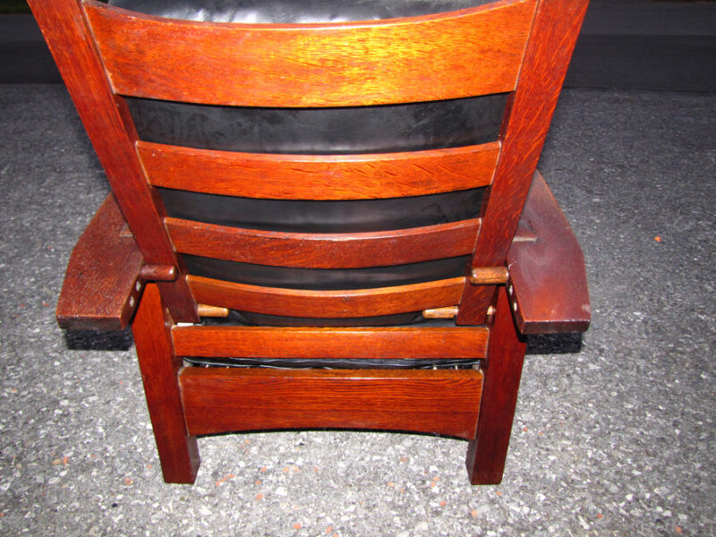 Superb Gustav Stickley  Early Bow Arm Morris Chair w2949 - Image 8