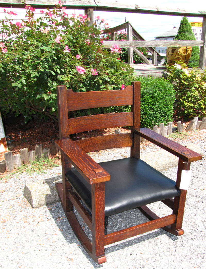 Great Antique Early Gustav Stickley Arm Rocker w3014