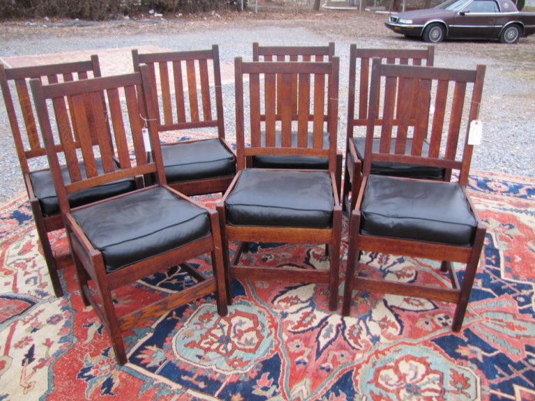 Antique Set Of Seven Gustav Stickley Chairs W3170 joenevo