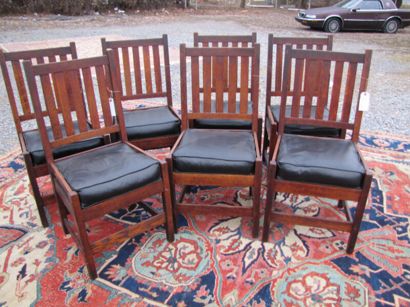 Antique  Set Of Seven  Gustav  Stickley  Chairs  W3170