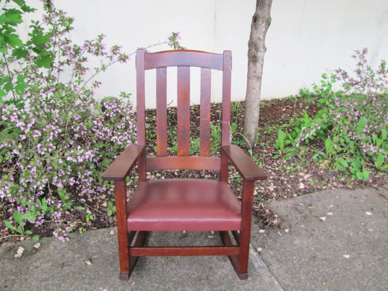 Antique Tall-Back Stickley Bros Arm Rocker. W3342