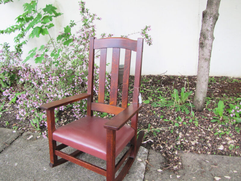 Antique Tall-Back Stickley Bros Arm Rocker. W3342 - Image 8