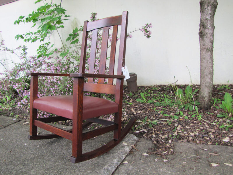 Antique Tall-Back Stickley Bros Arm Rocker. W3342 - Image 7