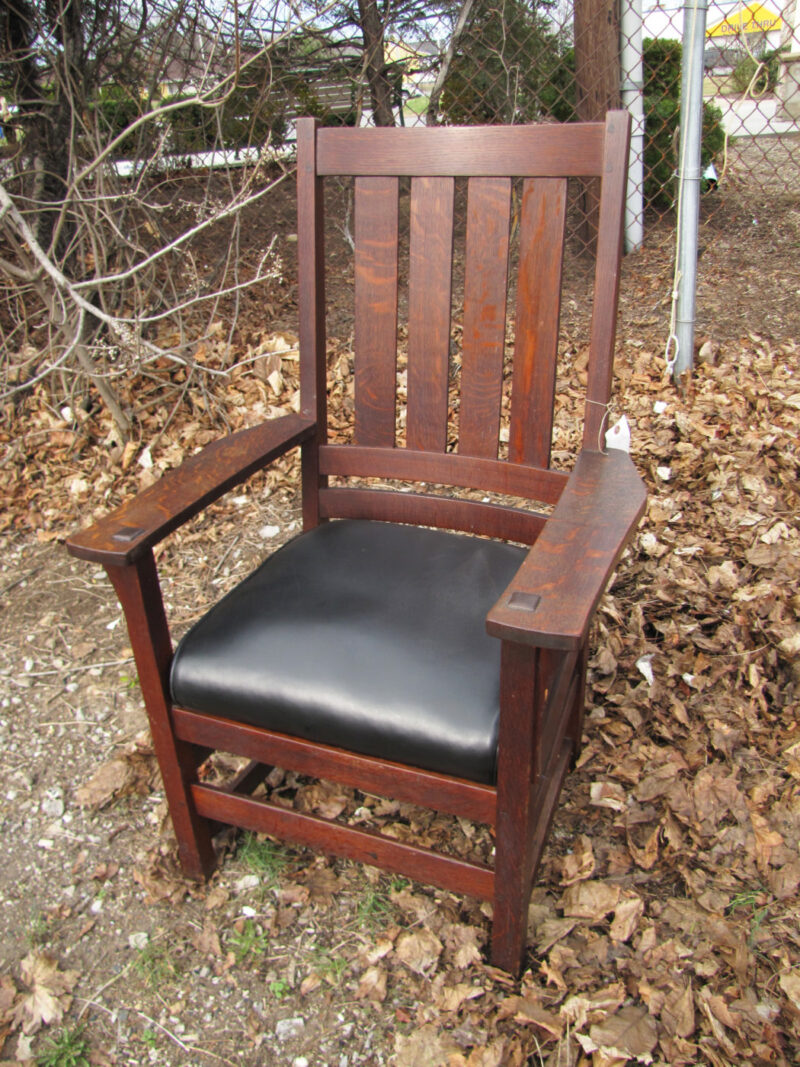 Antique  L&jg  Stickley  High Back  Arm Chair  W3345
