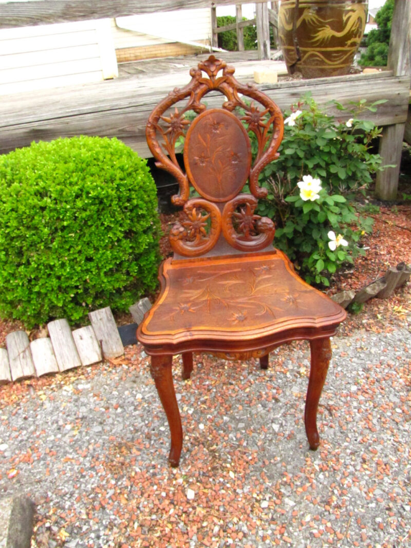 RARE Carved Black Forest Musical Chair W3893 - Image 5