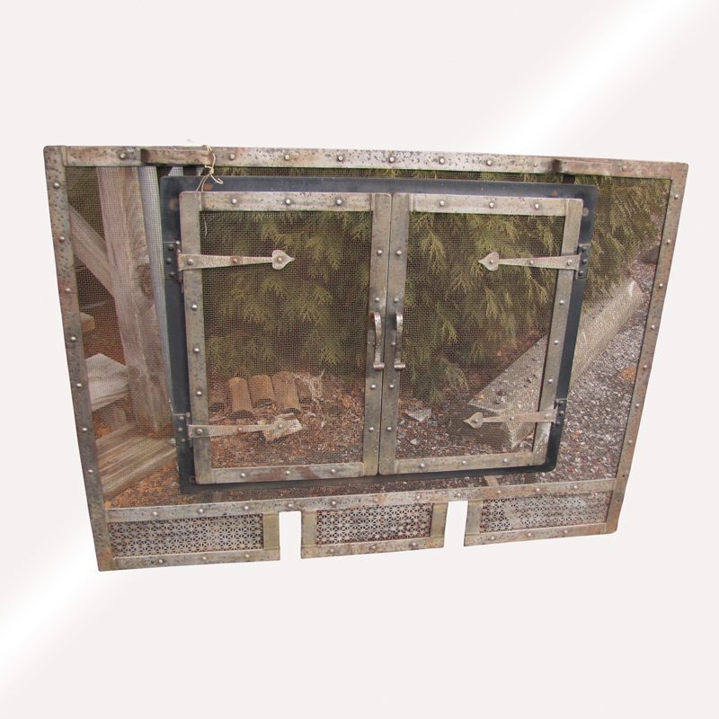 Superb Antique Arts & Crafts Hammered Iron Fireplace Screen w3941