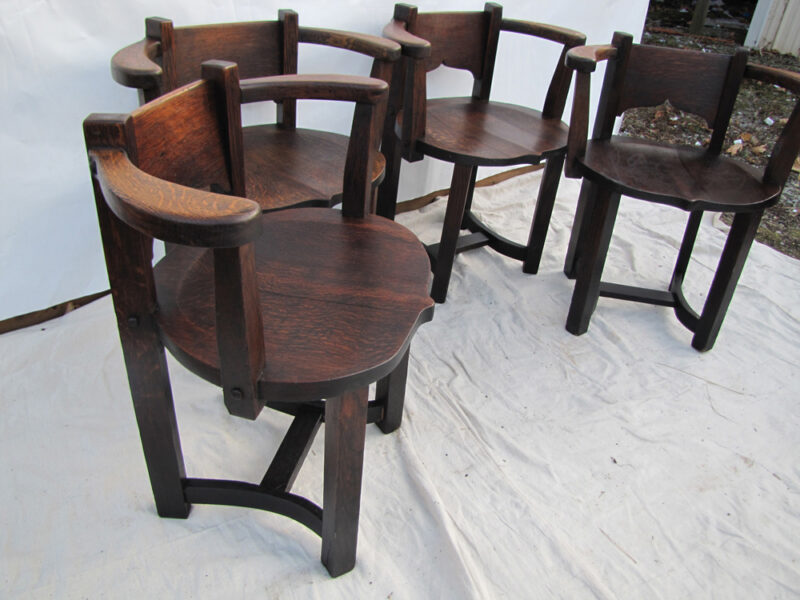Antique Set Of Four Limbert Cafe Chairs w3963? - Image 4