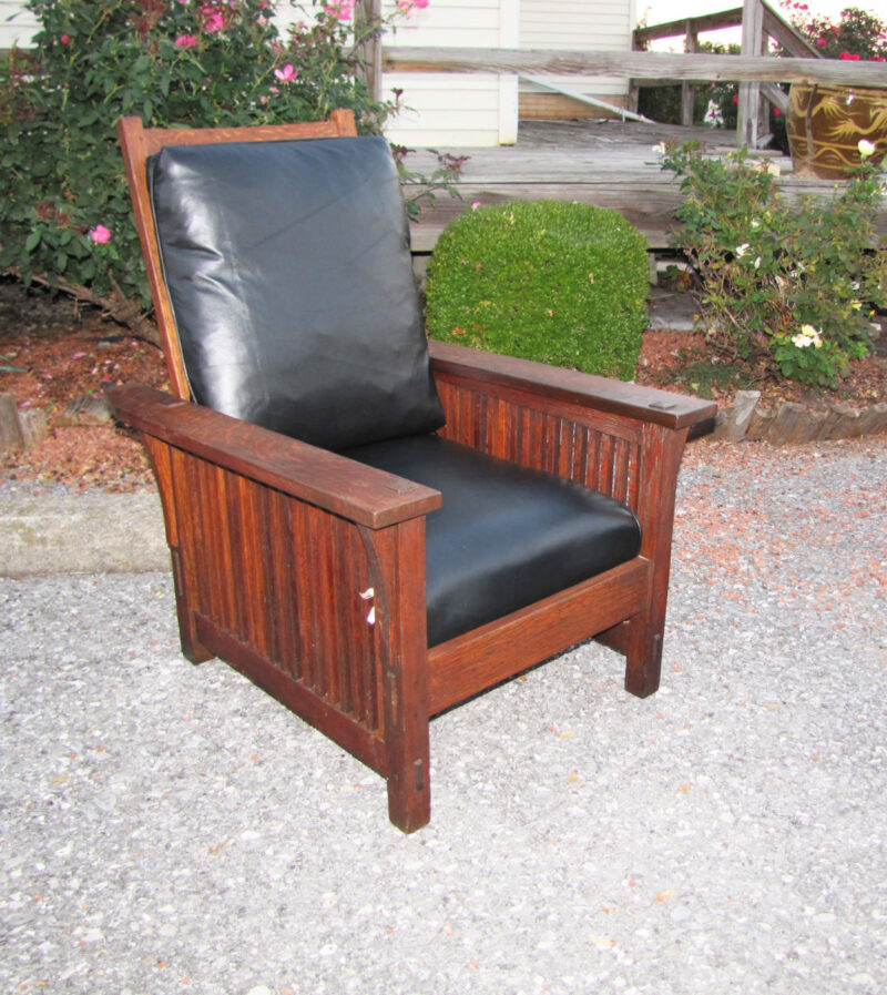 Antique Great Gustav Stickley Early Spindle Morris Chair w4016