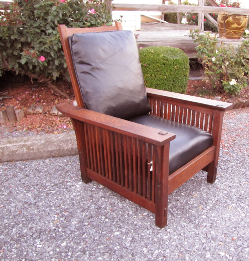 Antique Great Gustav Stickley Early Spindle Morris Chair w4016 - Image 2