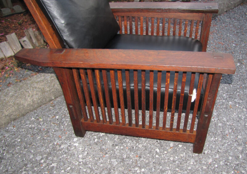 Antique Great Gustav Stickley Early Spindle Morris Chair w4016 - Image 3
