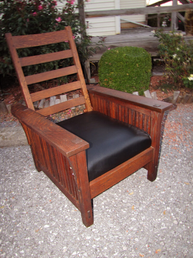 Antique Great Gustav Stickley Early Spindle Morris Chair w4016 - Image 5