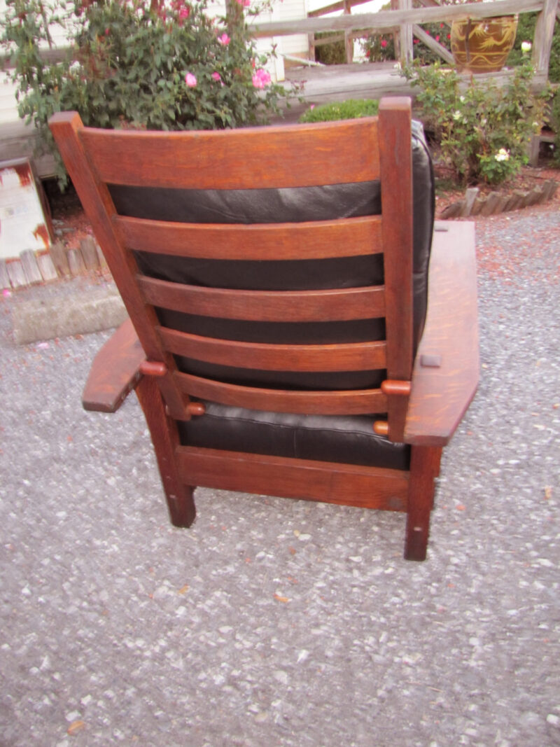 Antique Great Gustav Stickley Early Spindle Morris Chair w4016 - Image 16