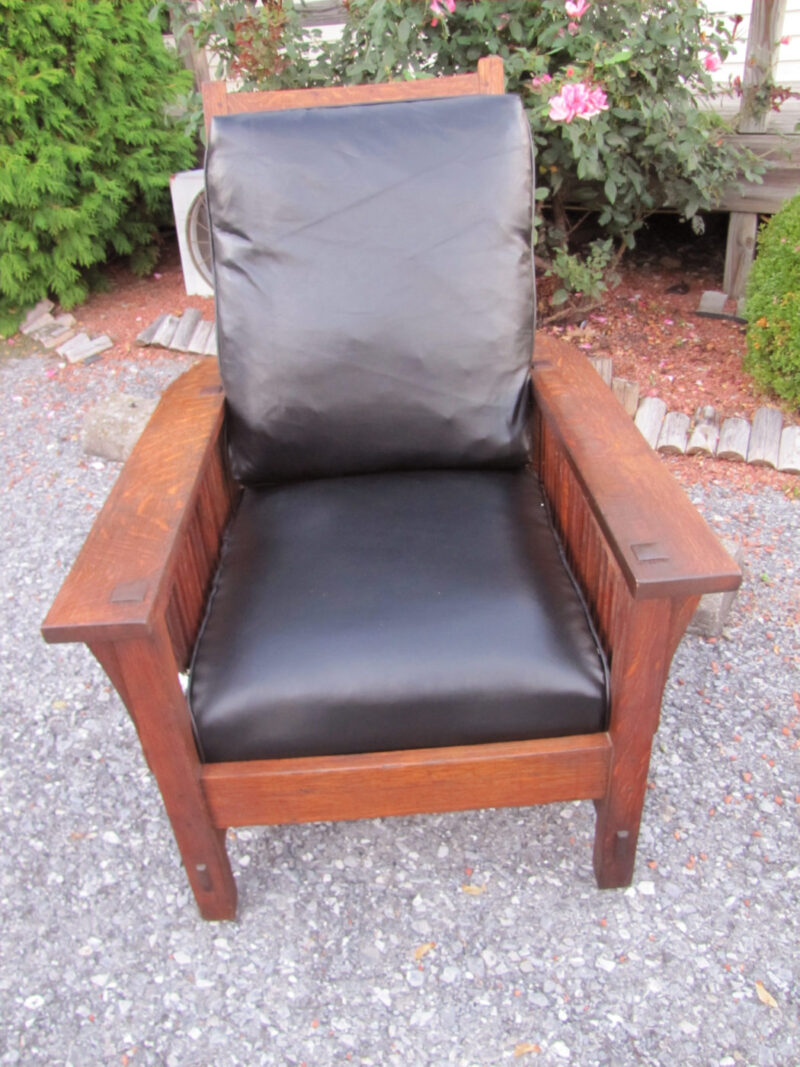 Antique Great Gustav Stickley Early Spindle Morris Chair w4016 - Image 22