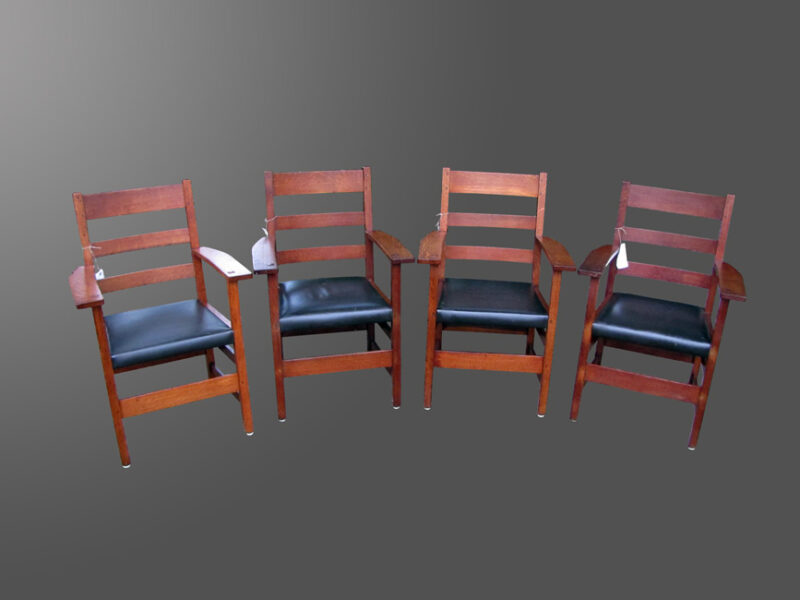 Antique Set of Four Arm L&jG Stickley Chairs w4045 - Image 3