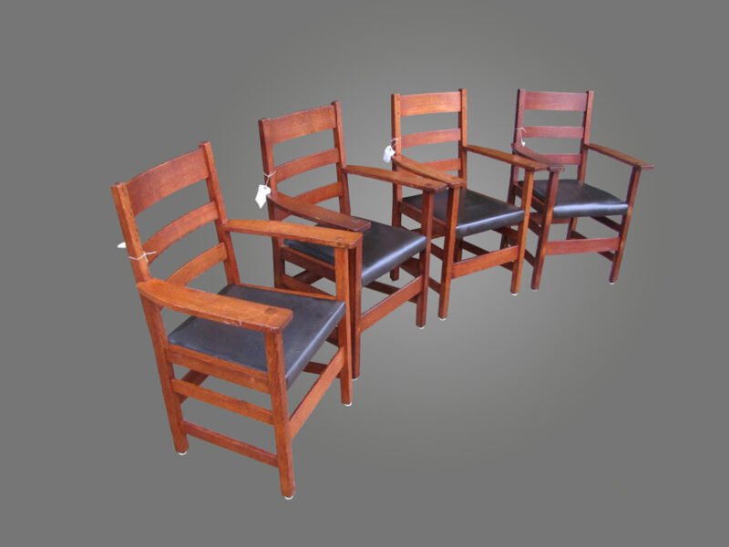Antique Set of Four Arm L&jG Stickley Chairs w4045 - Image 2