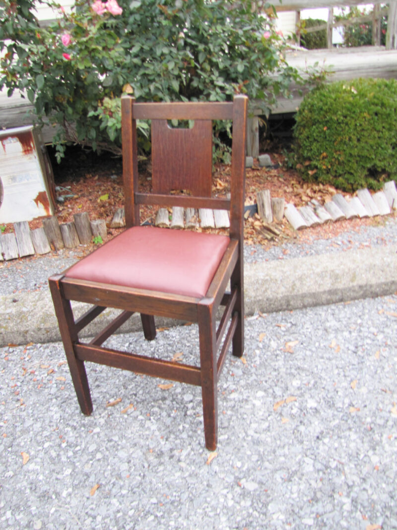 Gustav Stickley Slipper Desk H. Back Chair w4050