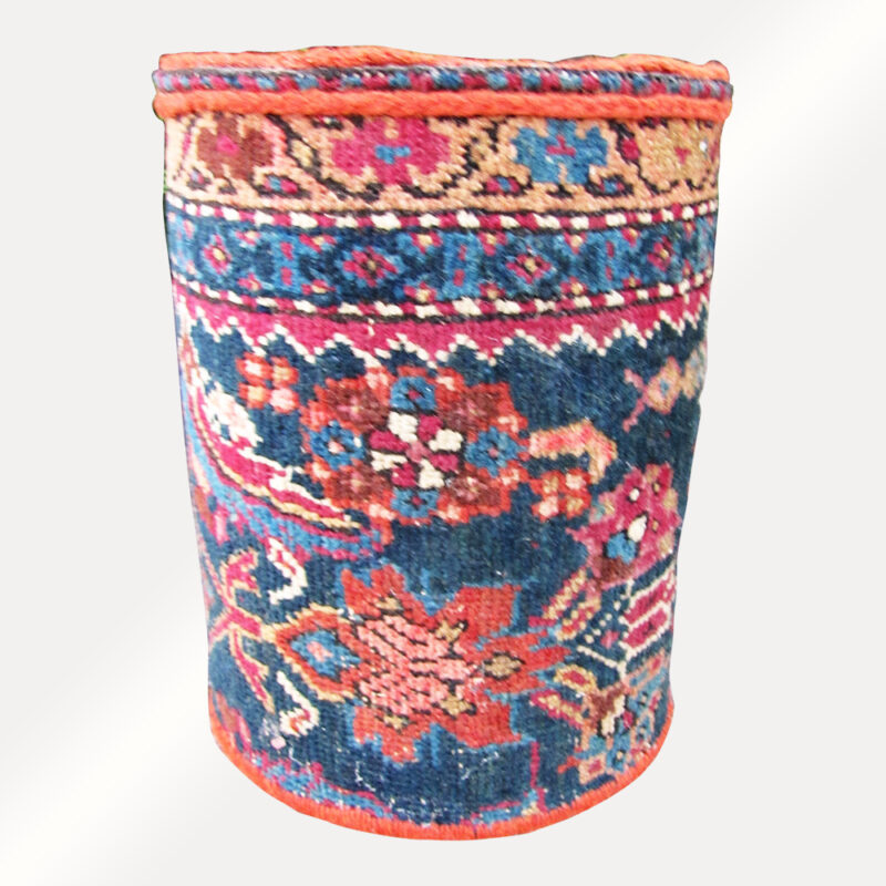 Vintage Oriental Rug Waste Basket w4067_Orange - Image 4